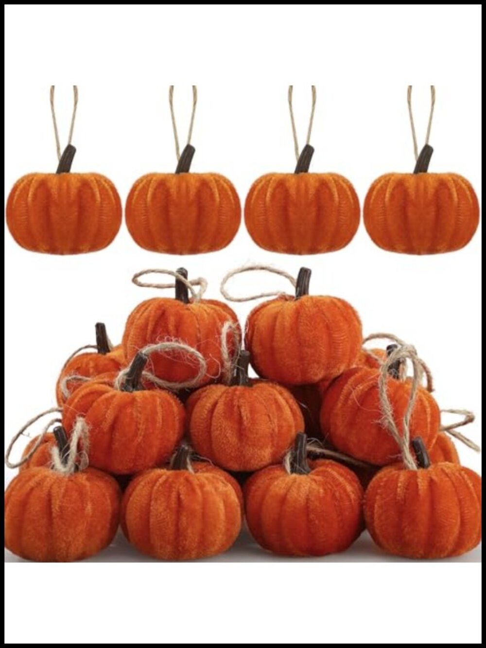 16 Pcs Velvet Fabric Pumpkin Hanging Ornaments 2.2" Fall Decor